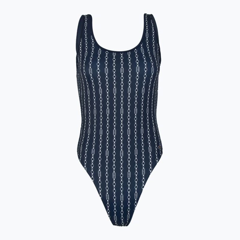 Costum de baie dintr-o piesă pentru femei Tommy Hilfiger One Piece Print (Ext) flag chain dark night navy