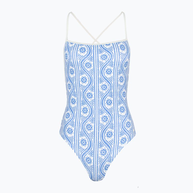 Costum de baie dintr-o piesă pentru femei Tommy Hilfiger Straight Neck Print floral stripe blue spell