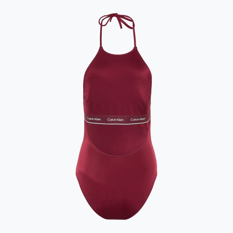Costum de baie dintr-o piesă pentru femei Calvin Klein KW0KW02733 High Neck - RP plum gaze 2
