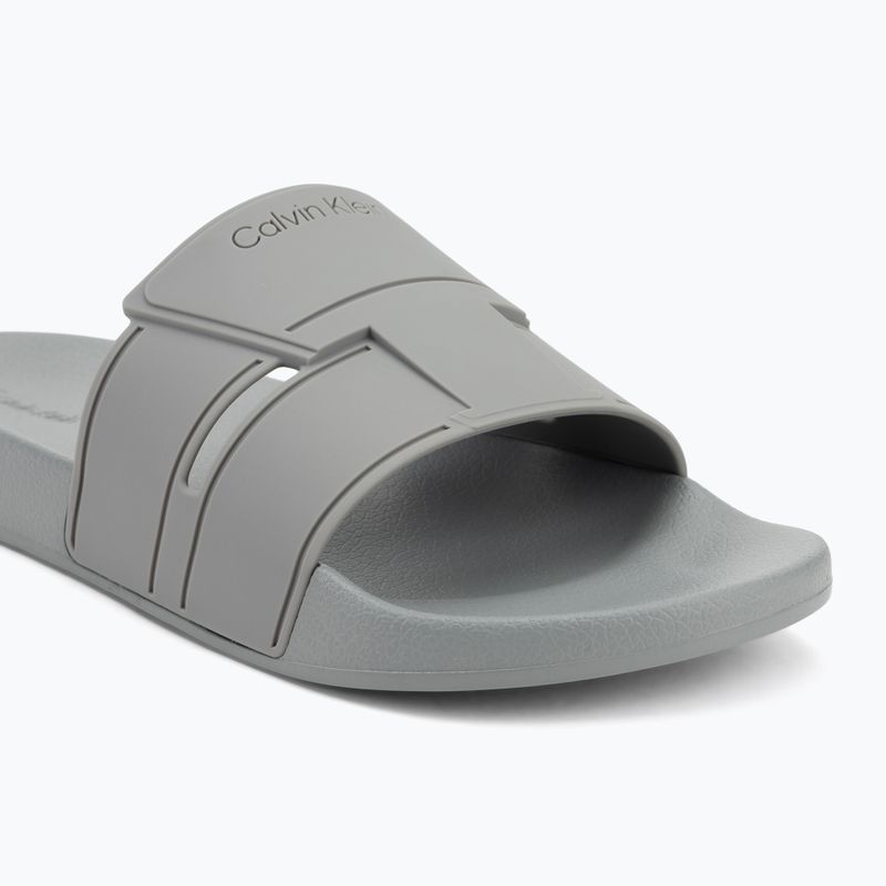 Papuci pentru bărbați Calvin Klein HM0HM01752 Pool Slide Double T granite road 7