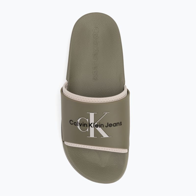 Papuci pentru bărbați Calvin Klein YM0YM00361 Slide Rubber Neoprene Monologo mermaid/eggshell 5