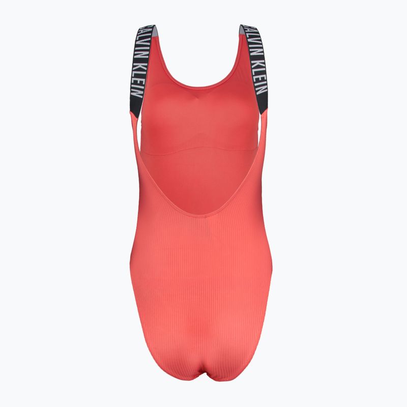 Costum de baie o piesă pentru femei Calvin Klein KW0KW02754 Intense Power Rib Scoop Back One Piece-RP coral orbitor 2