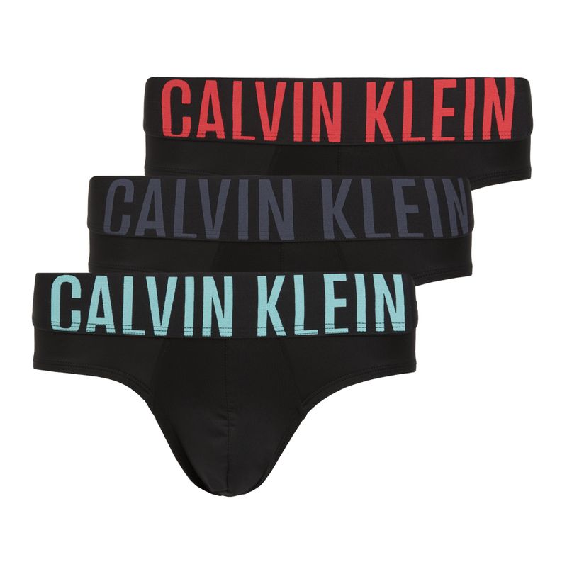 Chiloți pentru bărbați Calvin Klein 000NB3610A Hip Brief 3 perechi black w/ombre blue logo/black w/c