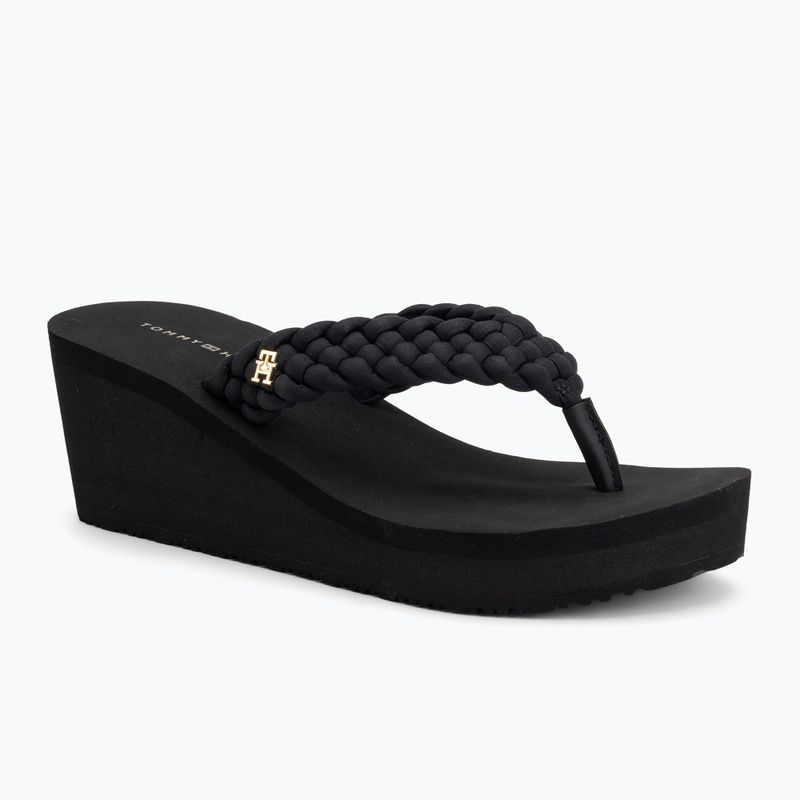 Șlapi pentru femei Tommy Hilfiger Wedge Braided Summer Sandal black