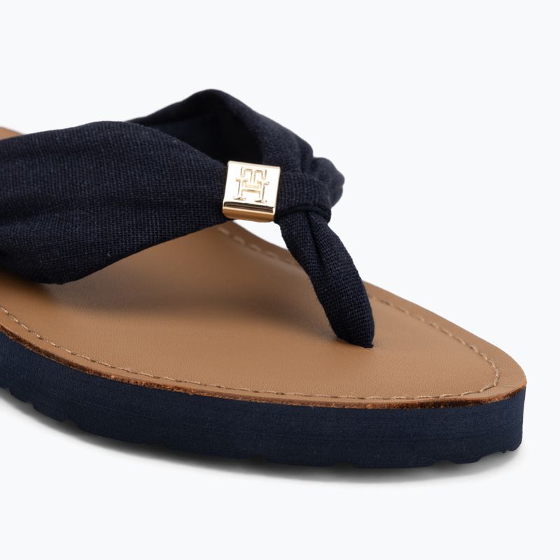 Șlapi pentru femei Tommy Hilfiger Footbed Summer Sandal Leather space blue 7