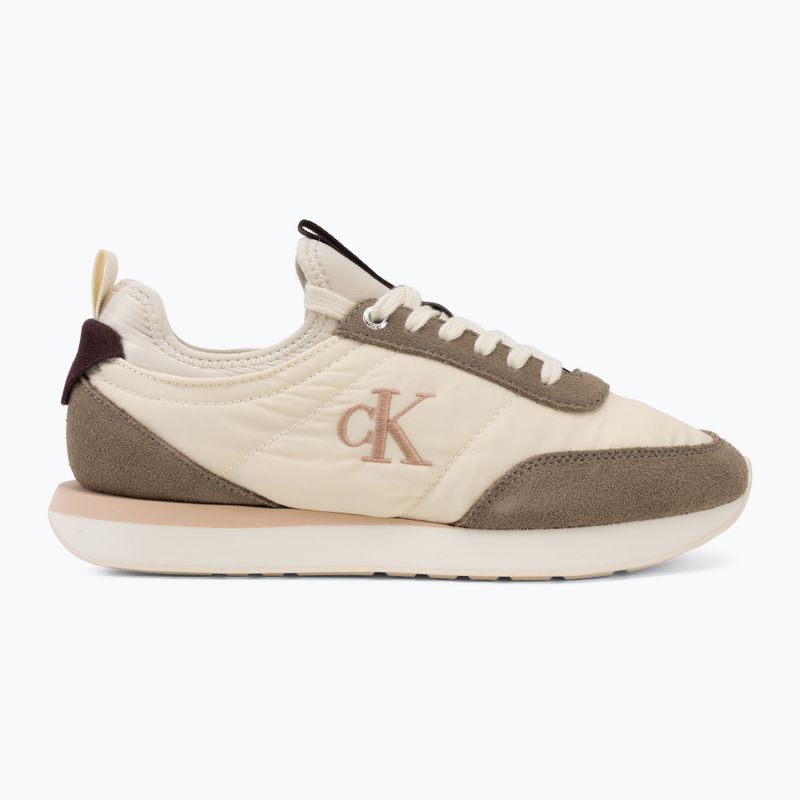 Încălțăminte pentru femei Calvin Klein YW0YW02060 Retro Runner Sock Laceup Mix Mat turtledove/spanish villa/bordeaux 2