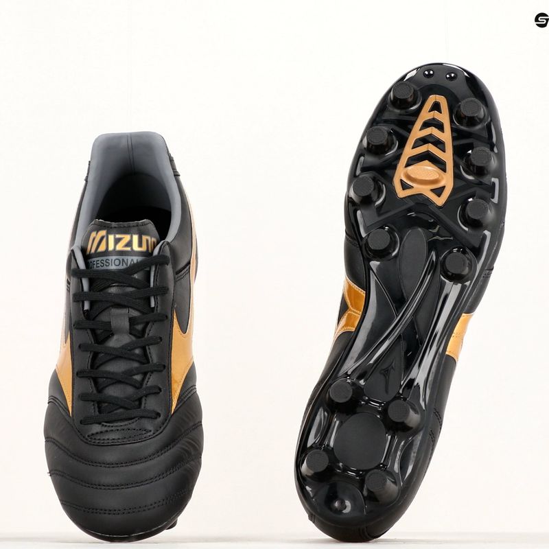 Mizuno Morelia II PRO MD ghete de fotbal pentru bărbați negru/aur/umbră întunecată 15