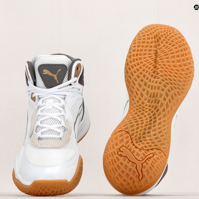Pantofi de baschet pentru bărbați PUMA Playmaker Pro Mid Trofee cenușă cenușie / fier turnat / aur Puma 16
