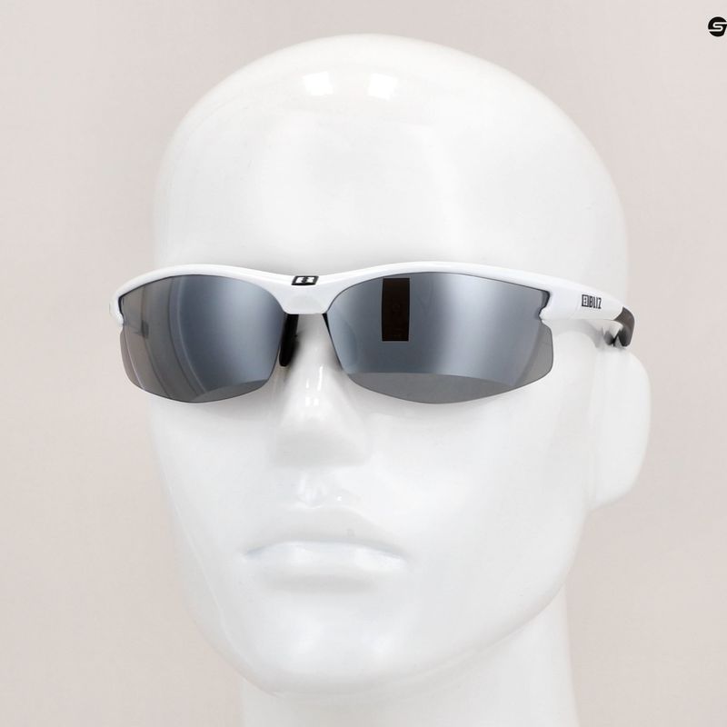 Bliz Motion S3 ochelari de ciclism cu oglindă alb strălucitor/argintiu fumuriu/argintiu fumuriu 9