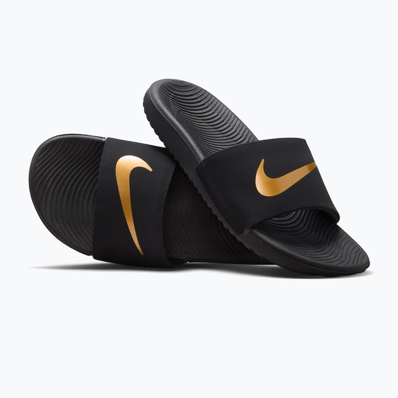 Șlapi pentru copii Nike Kawa black/metallic gold 6