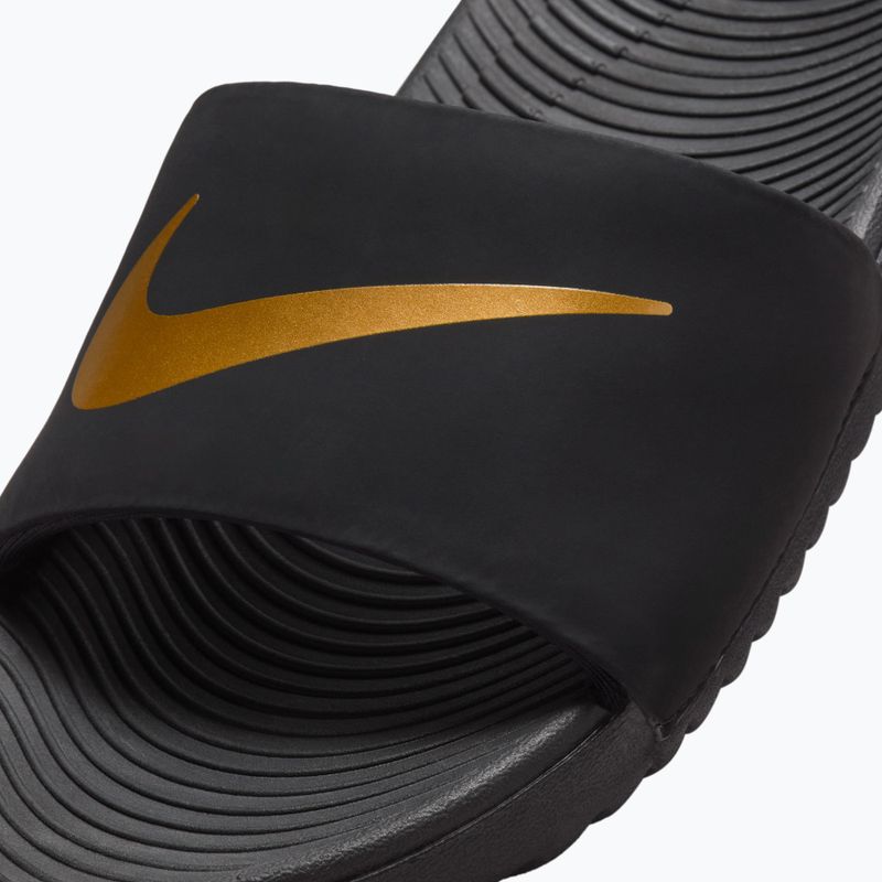 Șlapi pentru copii Nike Kawa black/metallic gold 7
