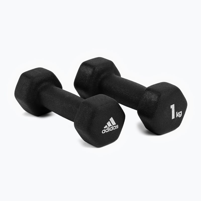 Gantere de 1 kg Adidas, negru, ADWT-10001
