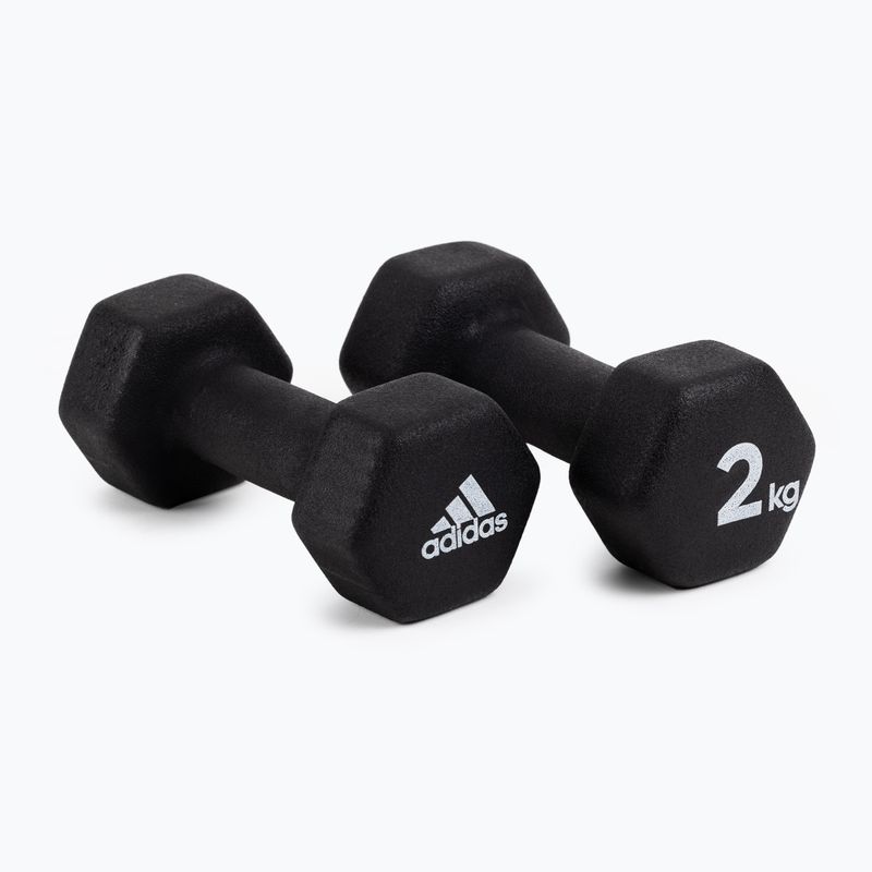 Gantere de 2 kg Adidas, negru, ADWT-10002
