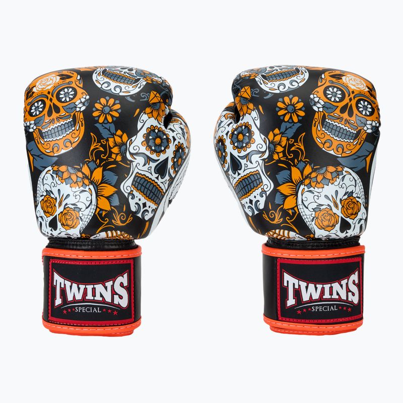 Mănuși de box Twins Special Fancy FBGVL3-53 Skull orange/black