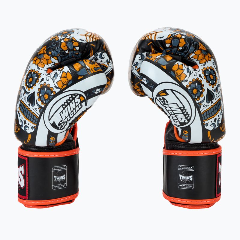 Mănuși de box Twins Special Fancy FBGVL3-53 Skull orange/black 4