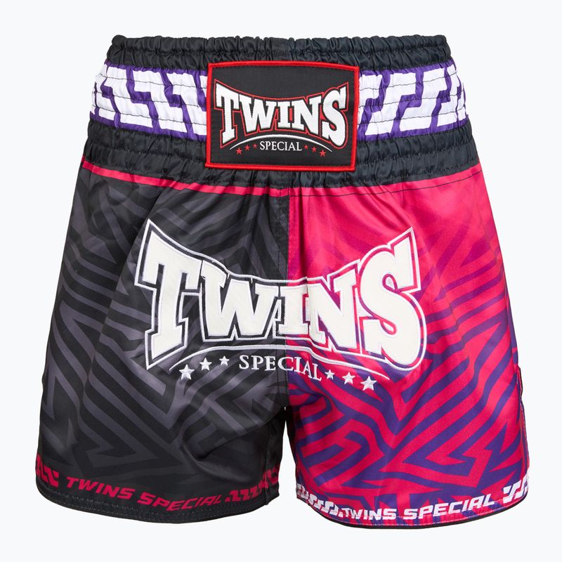 Pantaloni scurți de antrenament Twins Special Muay Thai Twins Maze brown/pink/blue/white