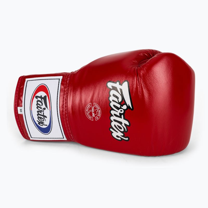 Fairtex Pro Competition Mănuși de box cu degetul blocat din piele roșu 5
