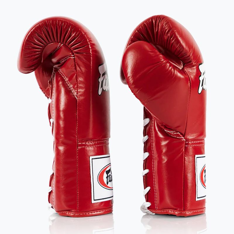 Fairtex Pro Competition Mănuși de box cu degetul blocat din piele roșu 3