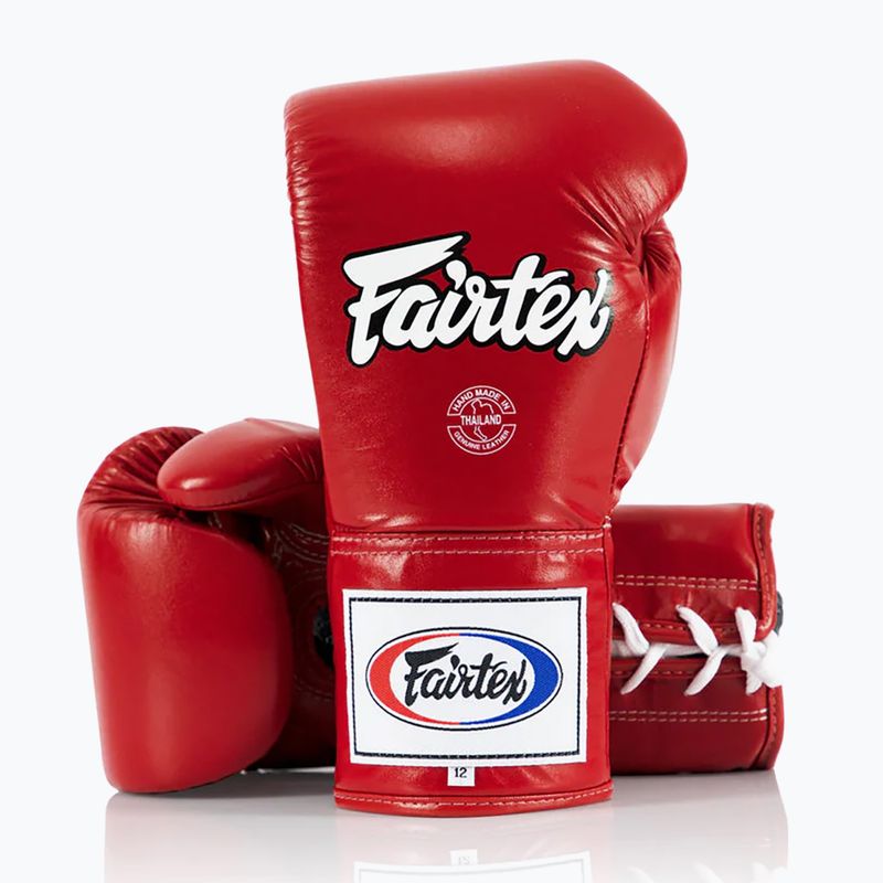 Fairtex Pro Competition Mănuși de box cu degetul blocat din piele roșu 4
