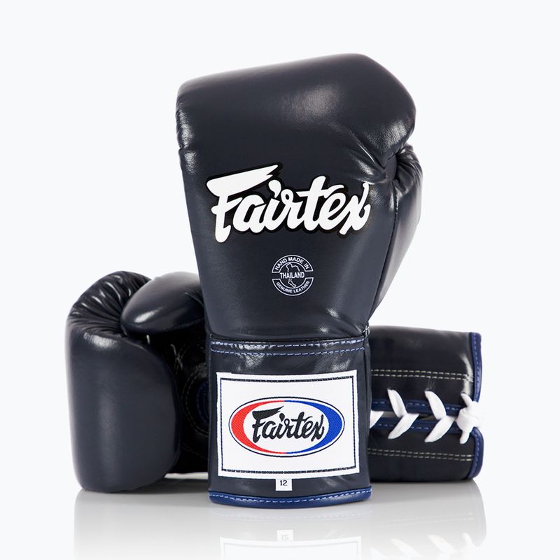 Mănuși de box Fairtex Pro Competition Locked Thumb Leather blue 4