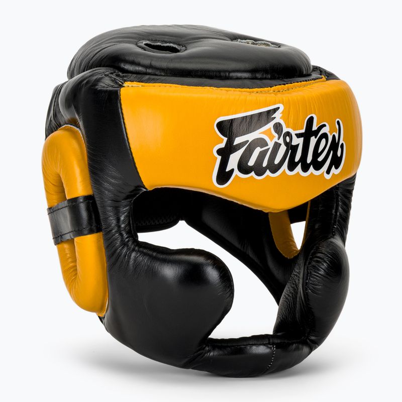 Cască de box Fairtex Diagonal Vision Sparring Headguard - Full Head Coverage black/yellow