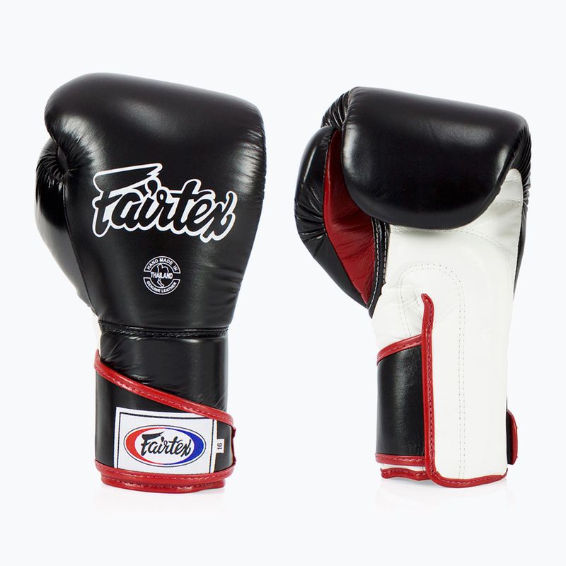 Fairtex Stylish Angular Sparring Mănuși de box - deget blocat negru / alb / roșu