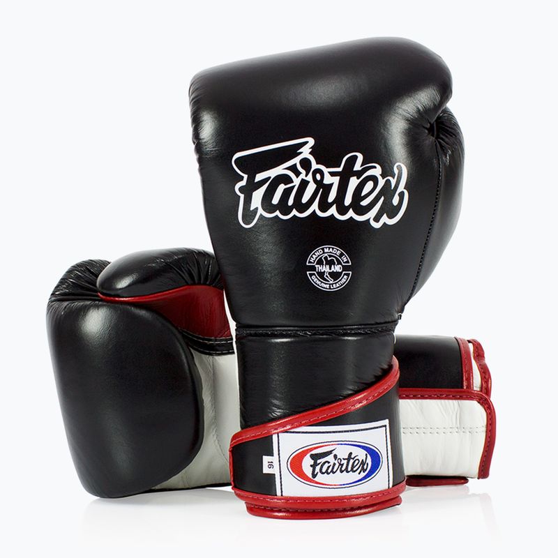 Fairtex Stylish Angular Sparring Mănuși de box - deget blocat negru / alb / roșu 4