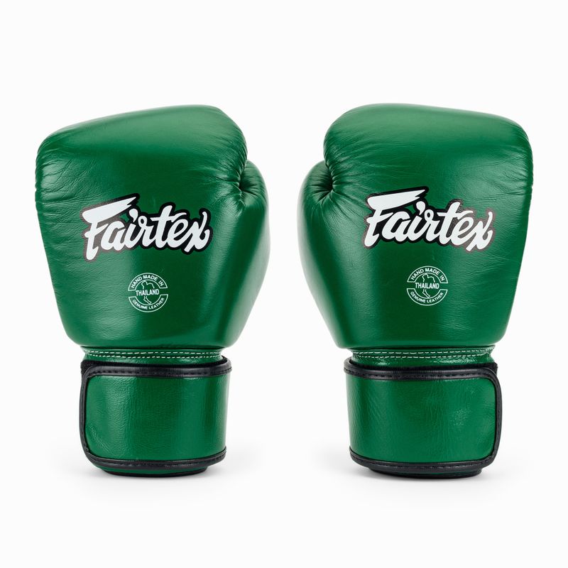 Mănuși de box Fairtex Real Leather Boxing green 2