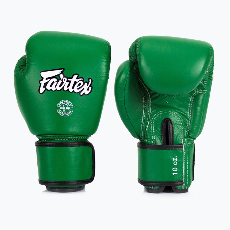 Mănuși de box Fairtex Real Leather Boxing green