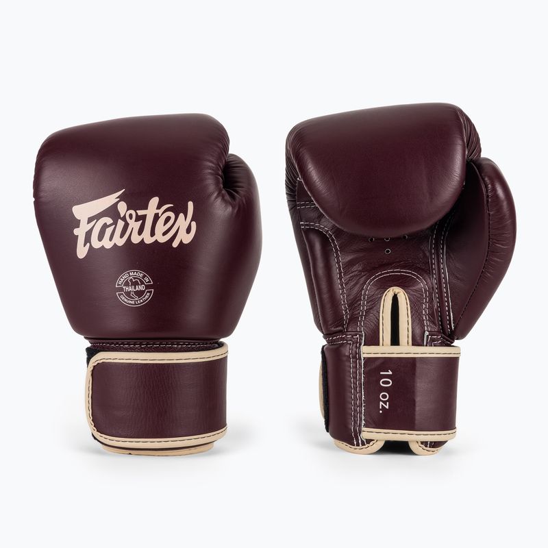 Mănuși de box Fairtex Real Leather Boxing maroon