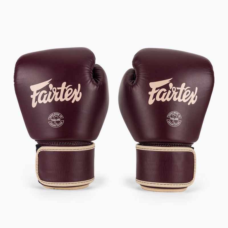 Mănuși de box Fairtex Real Leather Boxing maroon 2