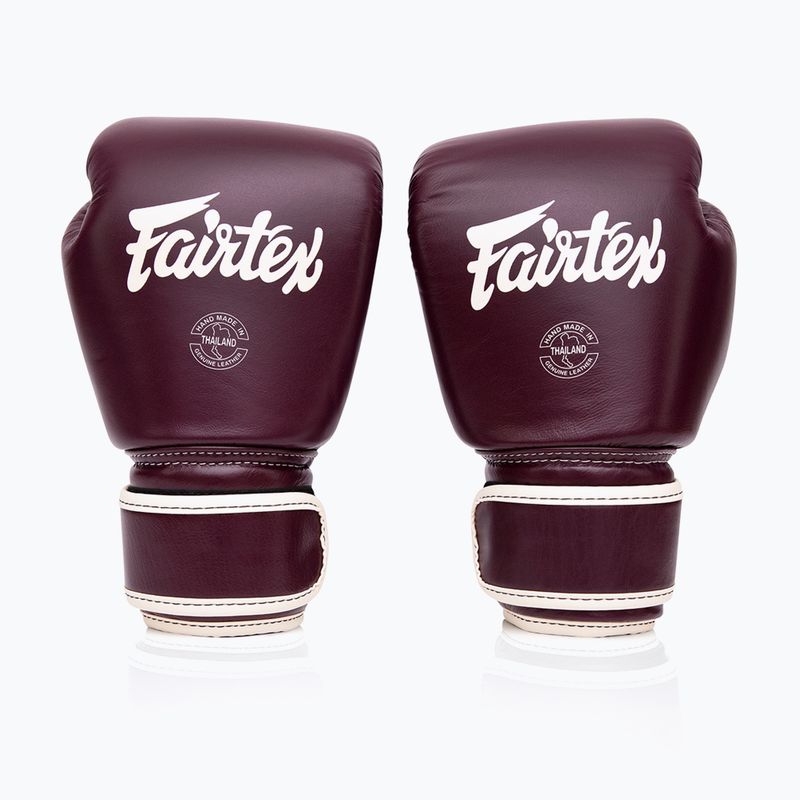 Mănuși de box Fairtex Real Leather Boxing maroon