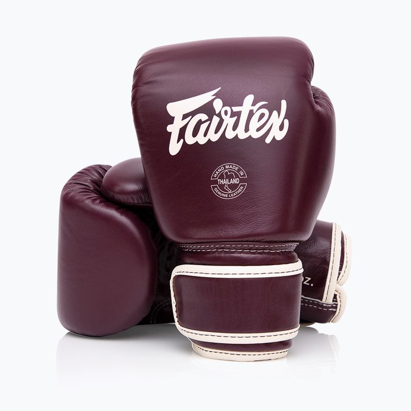 Mănuși de box Fairtex Real Leather Boxing maroon 4