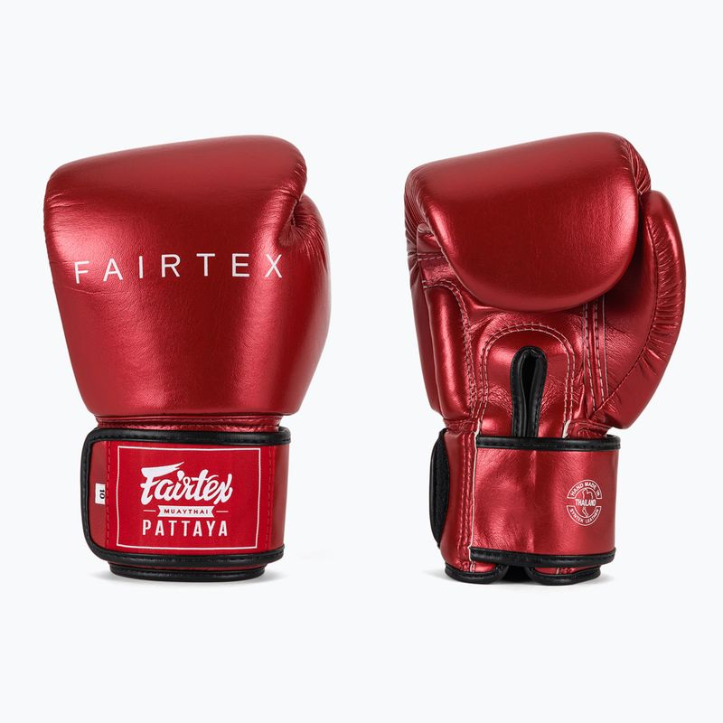 Mănuși de box Fairtex Metallic Boxing red