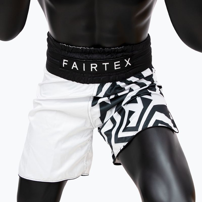Pantaloni scurți de box Fairtex Boxing BT2003 "Monochrome" white/black 3
