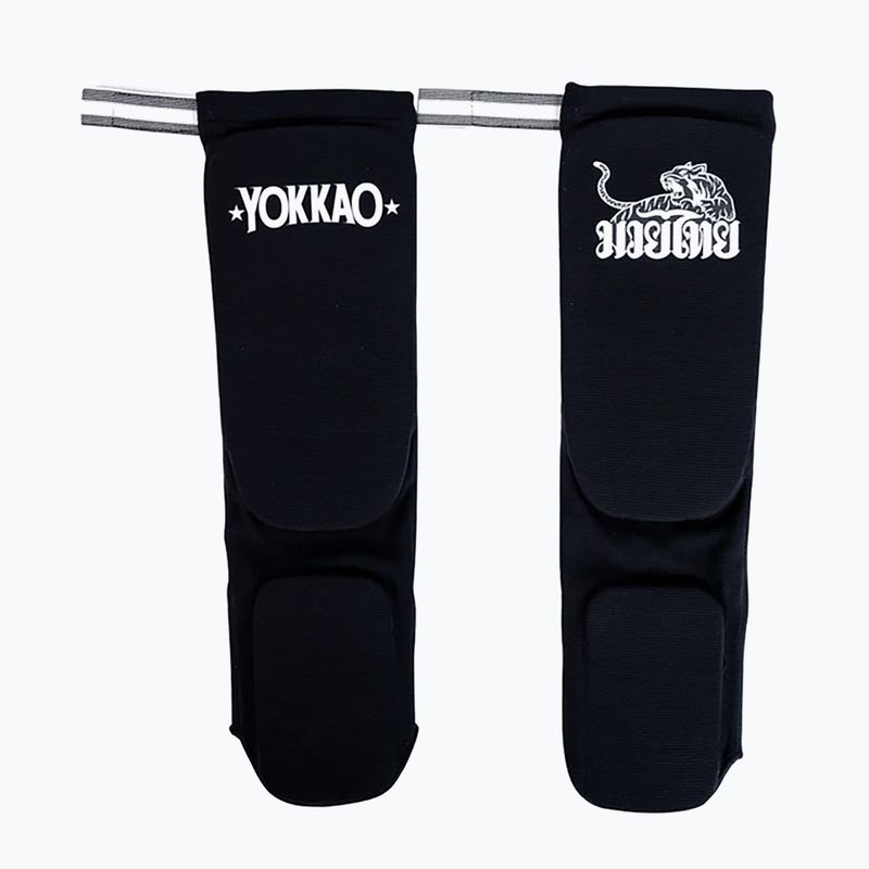 Apărători de tibie YOKKAO Muay Thai Boxing black cotton