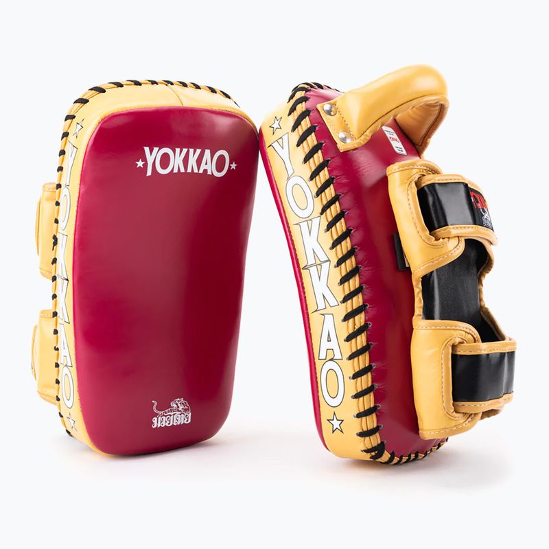 YOKKAO Curved Kick Pads roșu/galben KYPCL-21 discuri de antrenament KYPCL-21 2