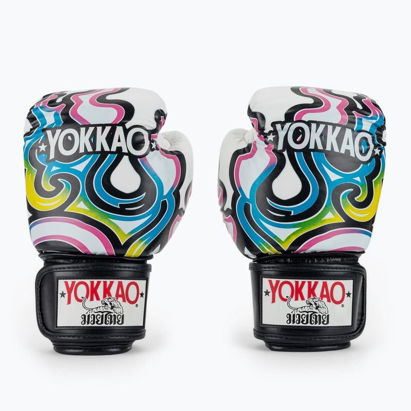 Mănuși de box pentru bărbați YOKKAO Flames white 2