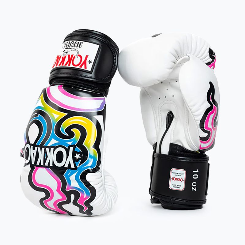 Mănuși de box pentru bărbați YOKKAO Flames white 2