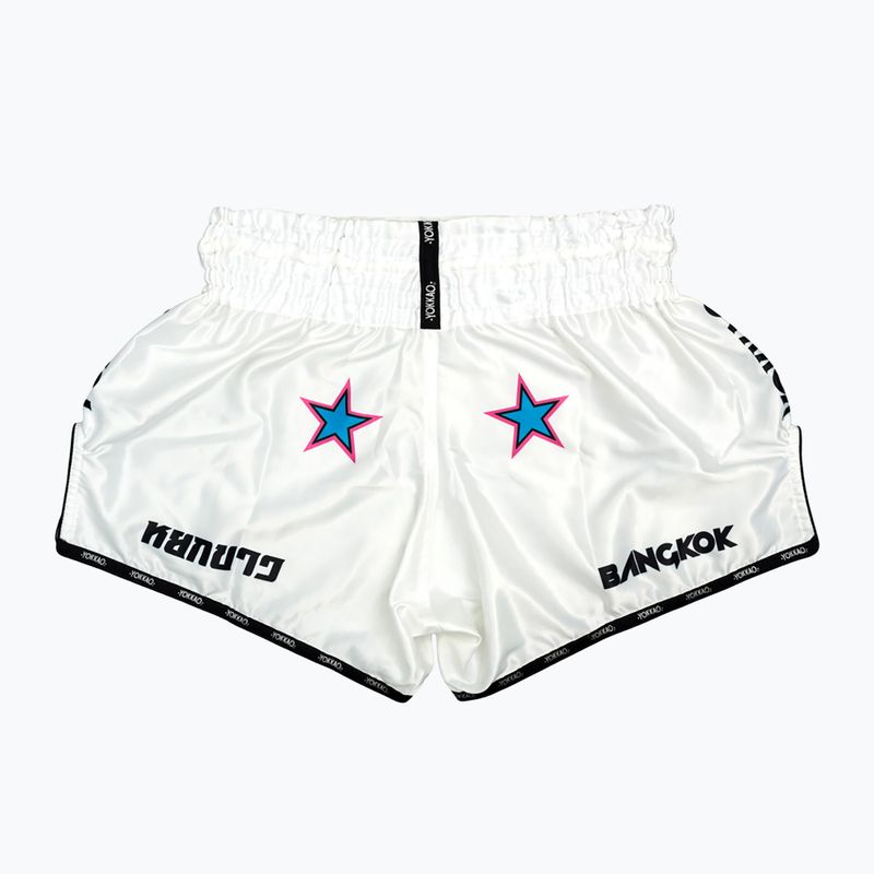 Pantaloni scurți de antrenament pentru bărbați YOKKAO East Club Fight white 2