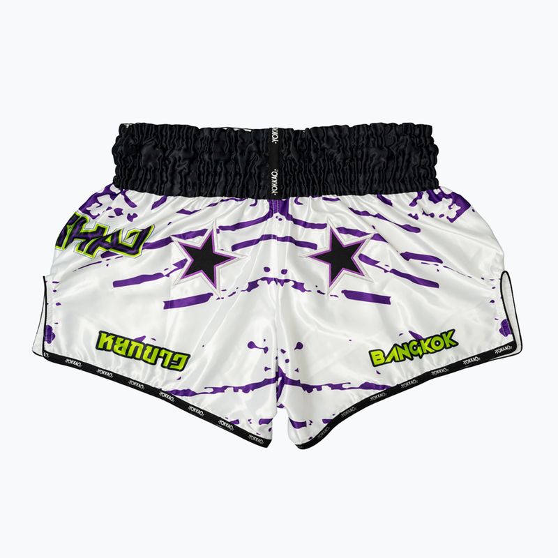 Pantaloni scurți de antrenament pentru bărbați YOKKAO Angry Bull Muay Thai white 2