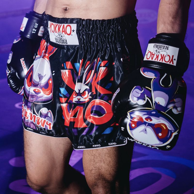 Pantaloni scurți de antrenament pentru bărbați YOKKAO Angry Rabbit Muay Thai black 5