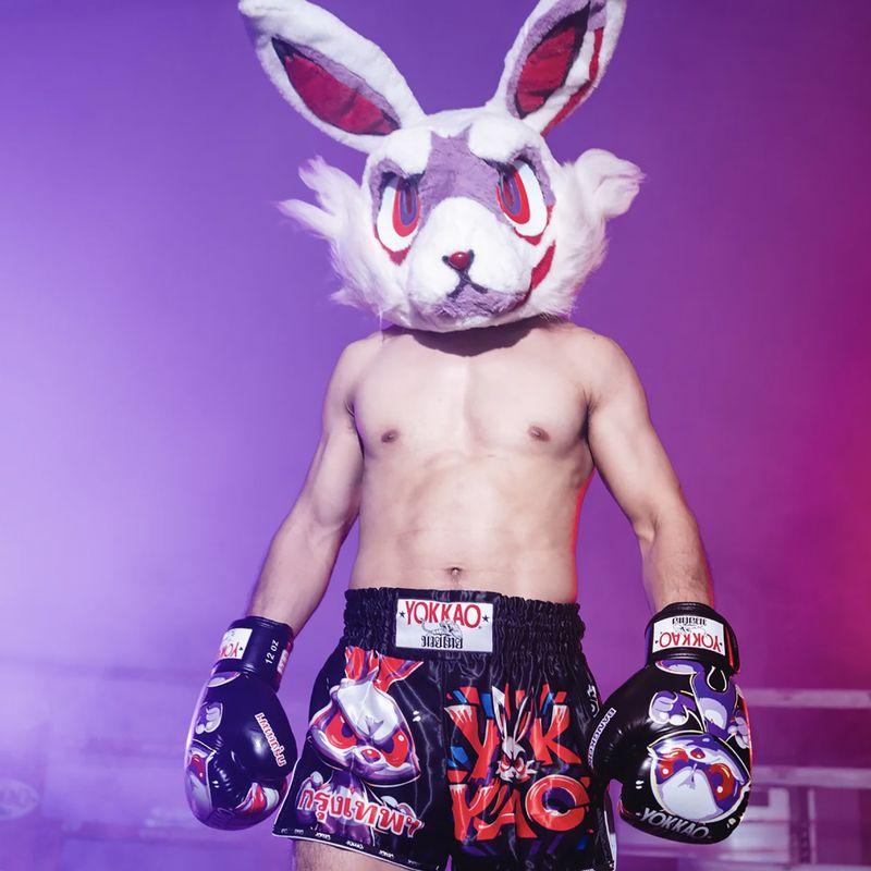 Pantaloni scurți de antrenament pentru bărbați YOKKAO Angry Rabbit Muay Thai black 6
