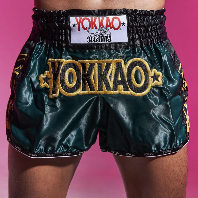 Pantaloni scurți de antrenament pentru bărbați YOKKAO Original Muay Thai green 7