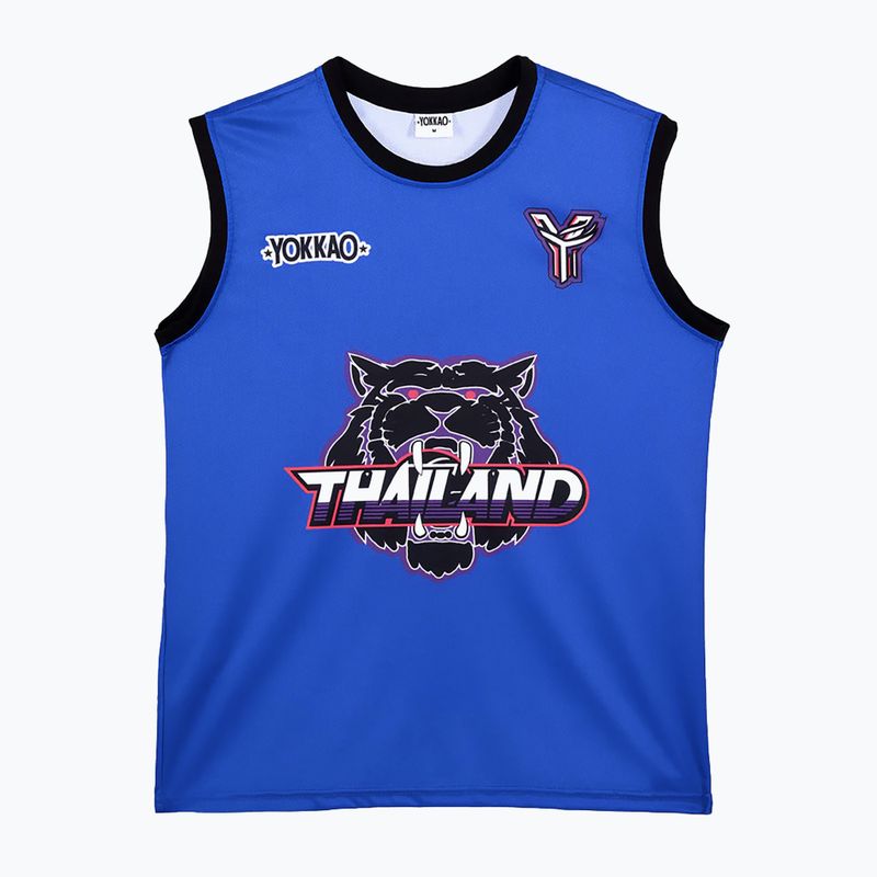 Tricou de antrenament bărbați YOKKAO Tiger Workout Tank Top blue