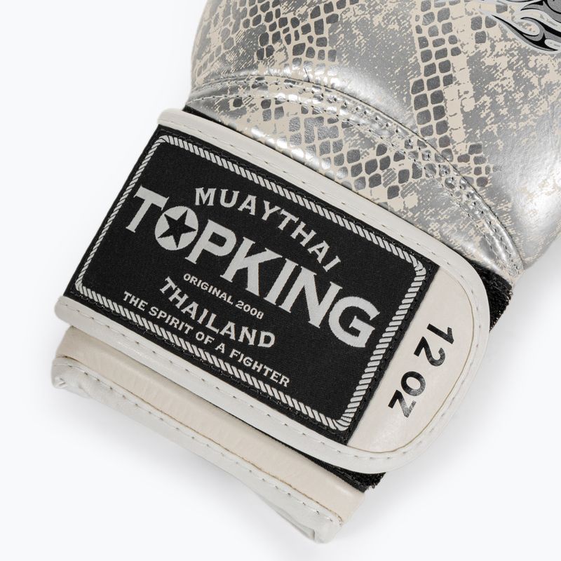 Top King Muay Thai Muay Thai Muay Thai Super Star Snake alb mănuși de box TKBGSS-02A-WH-SV-10 4