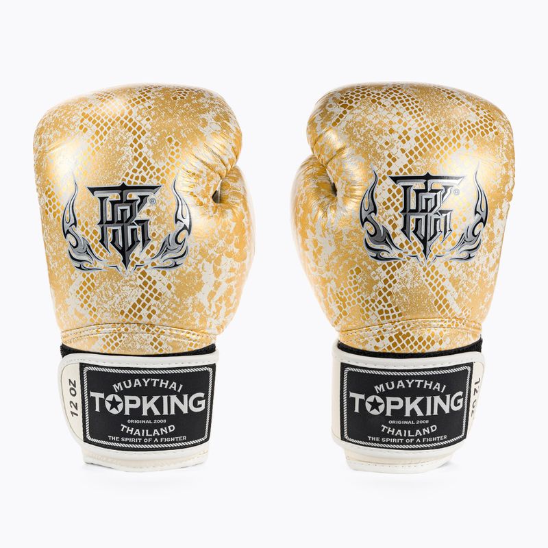 Top King Muay Thai Muay Thai Super Star Air mănuși de box alb TKBGSS