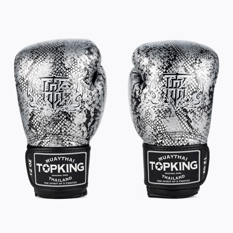 Top King Muay Thai Muay Thai Muay Thai Super Star Snake mănuși de box negru TKBGSS-02A-BK-SV-10