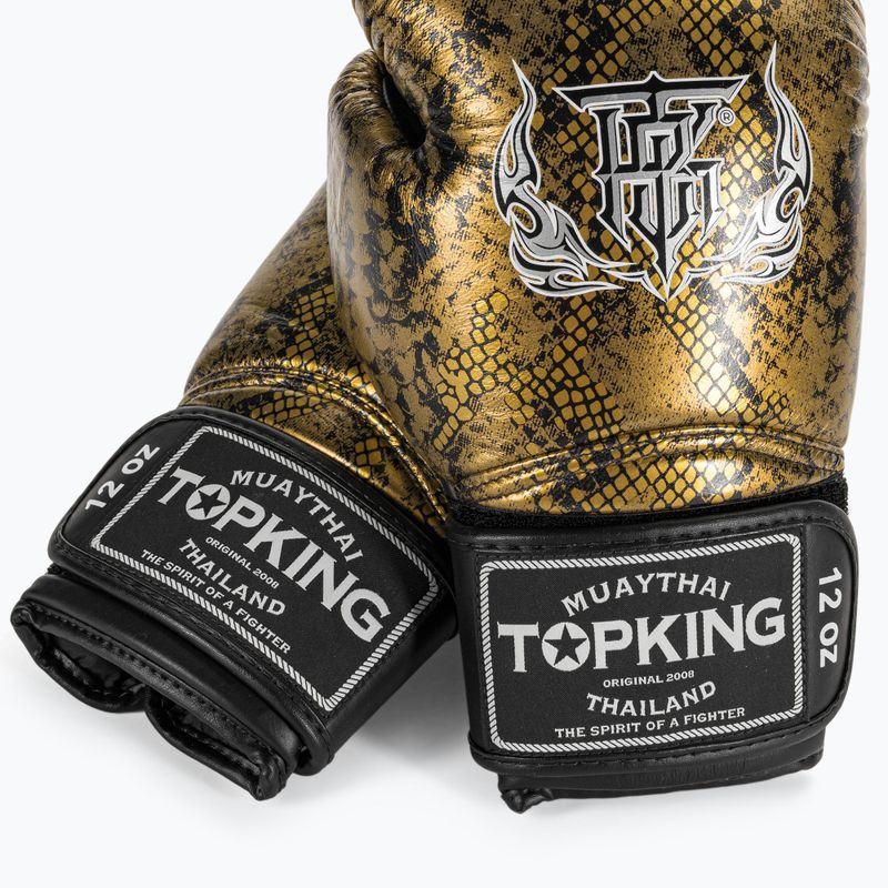 Top King Muay Thai Muay Thai Super Star Air Snake negru / aur mănuși de box negru / aur 4