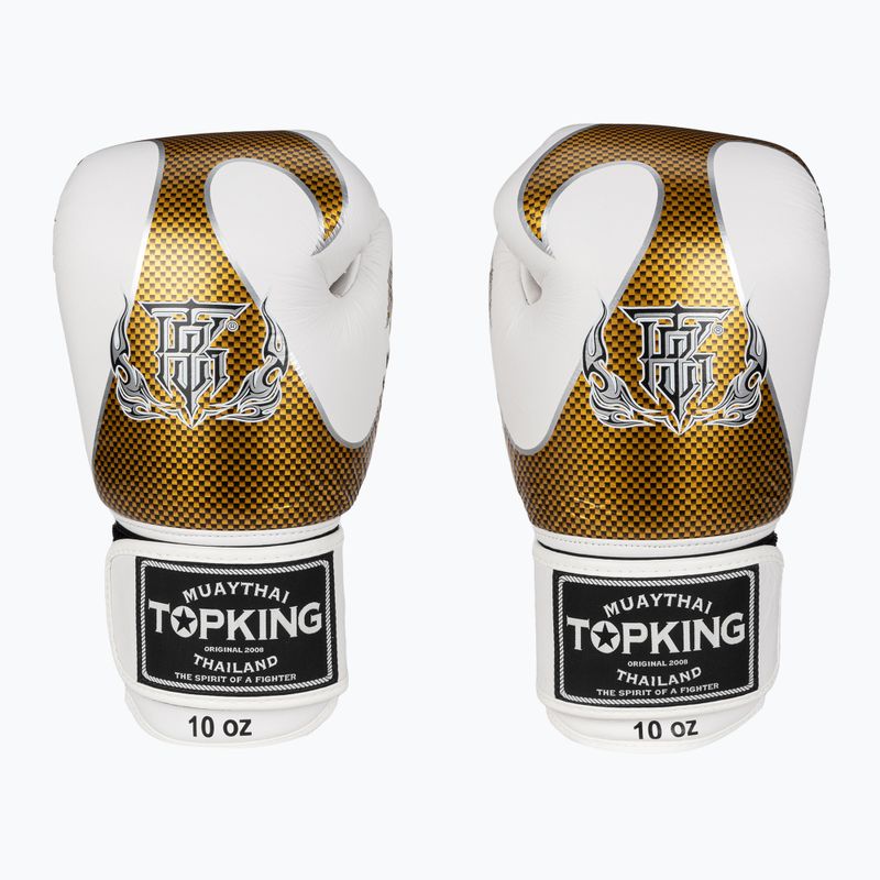 Mănuși de box Top King Muay Thai Empower white/gold
